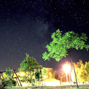 Slider night footage of a playground close to midnight.